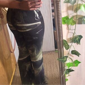 White and Black Abstract Top and Pants Set